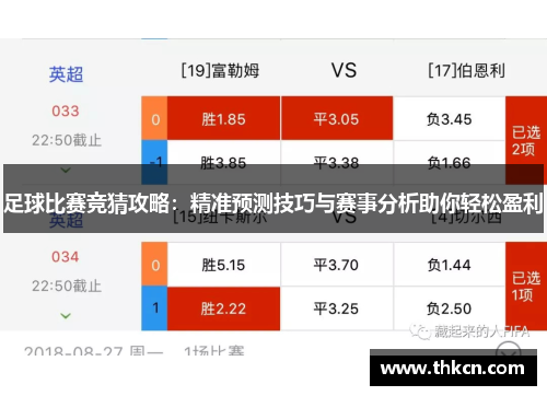 足球比赛竞猜攻略：精准预测技巧与赛事分析助你轻松盈利